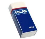 Milan 4020 Confezione da 2 gomme da cancellare rettangolari - Pan di pane - Gomma sintetica morbida - Fascia di cartone blu - Colore bianco