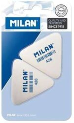 Milan 428 Confezione da 2 gomme triangolari - a forma di briciola di pane - gomma sintetica morbida - colore bianco - immagine 2