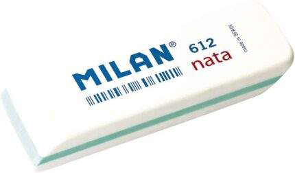 Milan Nata 612 Confezione da 2 gomme da cancellare smussate - Plastica - Morbida - Non abrasiva - Colore bianco
