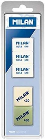 Milan Confezione da 5 gomme da cancellare + 3 gomme 648 Nata rettangolari + 2 gomme 430 quadrate - Colori assortiti - immagine 3