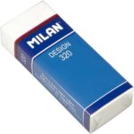 Milan Nata 320 Confezione da 2 gomme da cancellare rettangolari - Plastica - Fascetta di cartone blu - Tutti i tipi di superfici - Colore bianco