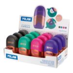 Milan Capsule Copper Espositore da 12 temperamatite - Lama in acciaio - Gomma da cancellare - Lama di sicurezza - Colori assortiti - immagine 2