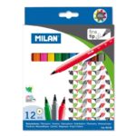 Milan Confezione da 12 pennarelli - Punta fine da 2 mm - Inchiostro a base d'acqua - Lavabile - Colori assortiti