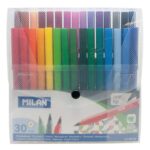 Milan Confezione da 30 pennarelli - Punta fine da 2 mm - Inchiostro a base d'acqua - Lavabile - Colori assortiti