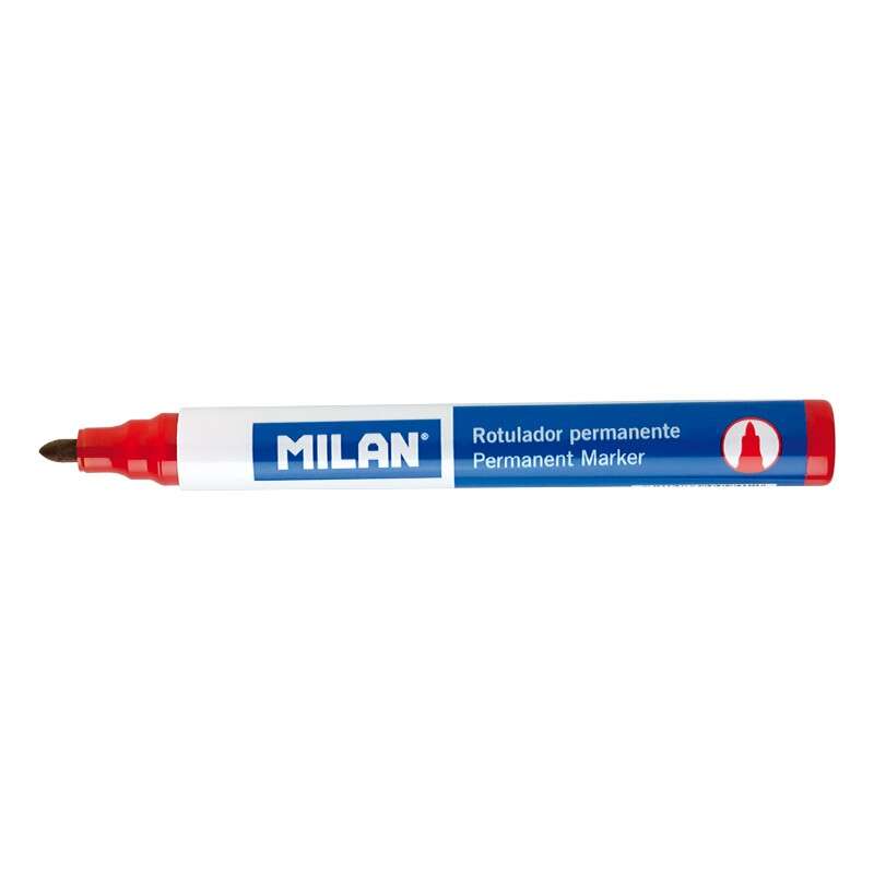 Milan Pennarello indelebile - Punta tonda 4 mm - Inchiostro a base di alcool - Colore rosso