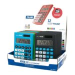 Espositore Milan Pocket con 12 calcolatrici tascabili - 8 cifre - Tasti morbidi - Colori assortiti - immagine 2