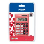 Milan Pocket Calcolatrice tascabile con display a 8 cifre - 3 tasti di memoria e radice quadrata - Tasti morbidi al tatto - Colore rosso