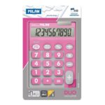 Milan Calcolatrice a 10 cifre Duo - Calcolatrice da tavolo - Tasti grandi - Tasto di correzione dell'immissione dati - Colore rosa