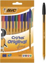 Bic Cristal Original Fine Confezione da 10 penne a sfera - Punta rotonda da 0,8 mm - Tratto da 0,30 mm - Inchiostro a base di olio - Traslucido - Colori assortiti - immagine 5