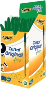 Bic Cristal Original Fine Penna a sfera - Punta rotonda da 0,8 mm - Tratto da 0,30 mm - Inchiostro a base di olio - Traslucido - Colore verde - immagine 5