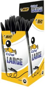 Bic Cristal Large Penna a sfera - Punta spessa da 1,6 mm - Tratto da 0,60 mm - Inchiostro a base di olio - Traslucido - Colore nero - immagine 5