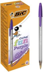 Bic Cristal Fun Penna a sfera - Punta larga da 1,6 mm - Inchiostro a base di olio - Colore viola - immagine 3