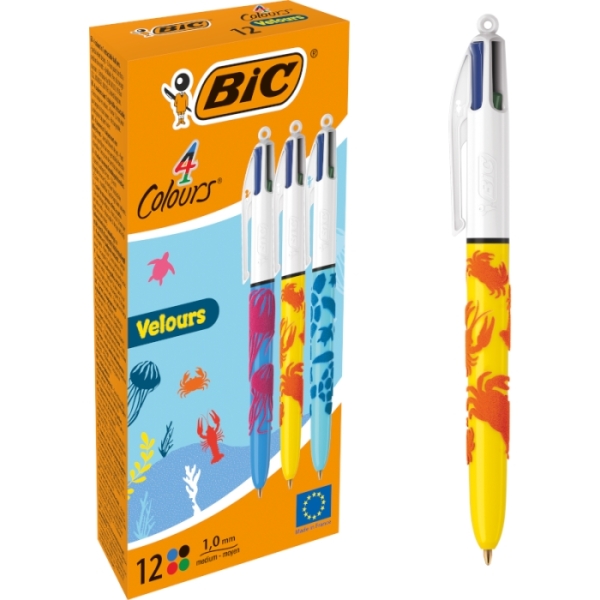 Bic 4 Colours Velours Penna a sfera retrattile - Punta media da 1