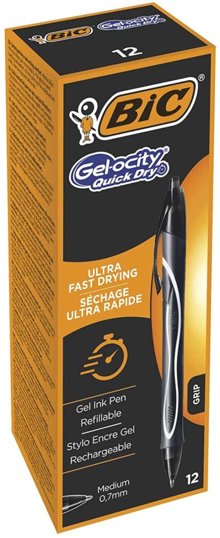 Bic Gel-Ocity Quick Dry Penna a gel retrattile - Punta media da 0