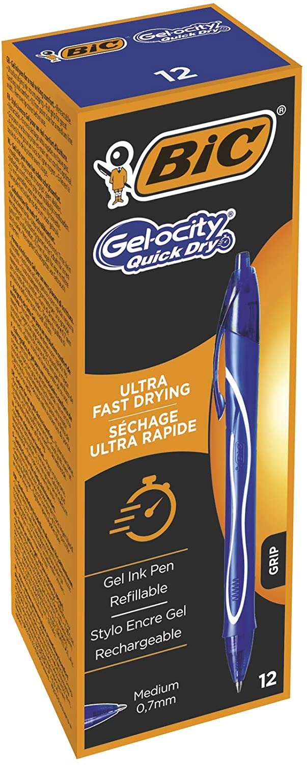 Bic Gel-Ocity Quick Dry Penna a gel retrattile - Punta media da 0