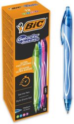 Bic Gel-Ocity Quick Dry Confezione da 12 penne gel a scatto  - Punta media da 0