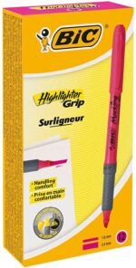 Bic Highlighter Grip Evidenziatore fluorescente - Inchiostro a base d'acqua - Punta smussata - Tratto tra 1,60 e 3,30 mm - Colore rosa - immagine 4