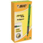 Bic Highlighter Grip Evidenziatore fluorescente - Inchiostro a base d'acqua - Punta smussata - Tratto tra 1,60 e 3,30 mm - Colore verde - immagine 4