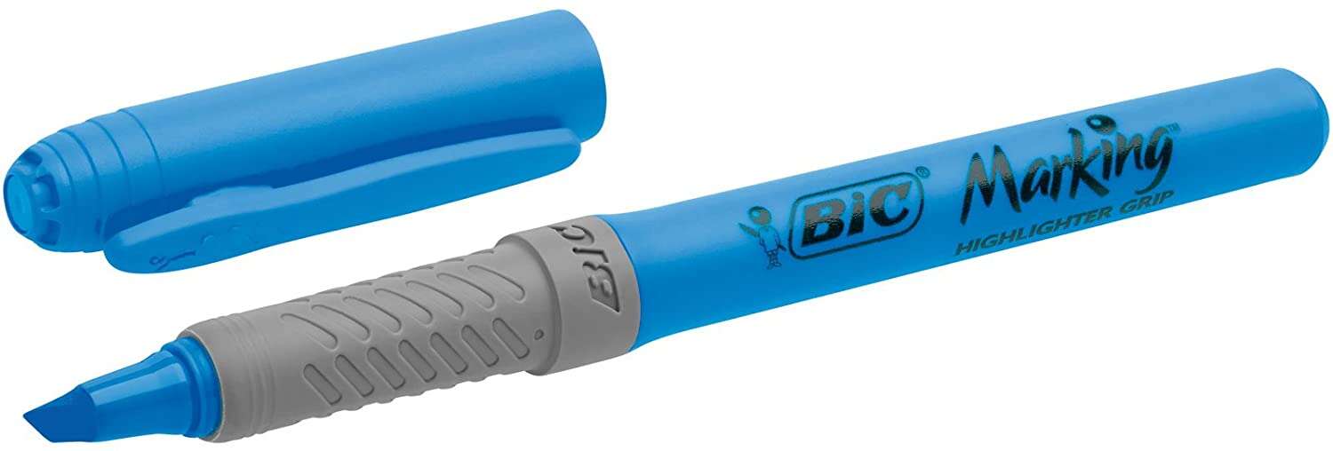 Bic Highlighter Grip Evidenziatore fluorescente - Inchiostro a base d'acqua - Punta smussata - Tratto tra 1