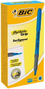 Bic Highlighter Grip Evidenziatore fluorescente - Inchiostro a base d'acqua - Punta smussata - Tratto tra 1,60 e 3,30 mm - Colore blu - immagine 4