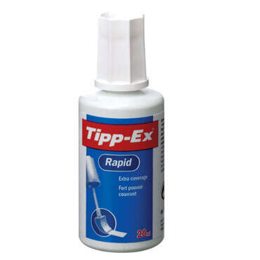 Tipp-Ex Rapid Liquido Correttore 20 ml - Formula ad asciugatura rapida - Applicatore in schiuma