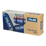 Milan 4020 Gomma da cancellare rettangolare - a forma di briciola di pane - gomma sintetica morbida - fascetta di cartone blu - confezionata singolarmente - colore bianco - immagine 2