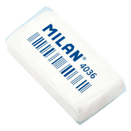 Milan 4036 Gomma da cancellare rettangolare - Tipo "miga de pan" - Gomma sintetica - Confezionata singolarmente - Colore bianco