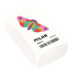 Milan 424A Gomma da cancellare rettangolare - a forma di briciola di pane - gomma sintetica - colore bianco - disegni geometrici di animali assortiti