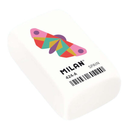 Milan 424A Gomma da cancellare rettangolare - a forma di briciola di pane - gomma sintetica - colore bianco - disegni geometrici di animali assortiti