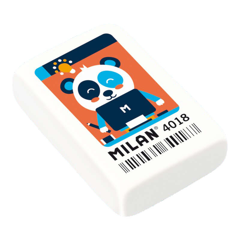 Milan 4018 Gomma da cancellare rettangolare - Briciole di pane - Gomma sintetica - Colore bianco - Disegni assortiti