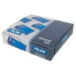 Milan Nata 320 Gomma da cancellare rettangolare - Plastica - Fascia di cartone blu - Confezionata singolarmente - Colore bianco - immagine 2