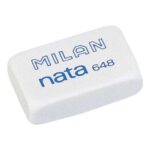 Milan Nata 648 Gomma da cancellare rettangolare piccola - Plastica - Non danneggia la carta - Colore bianco