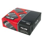 Milan Nata 7024 Gomma da cancellare rettangolare - Plastica - Fascia di cartone rossa - Confezionata singolarmente - Extra morbida - Colore nero - immagine 2