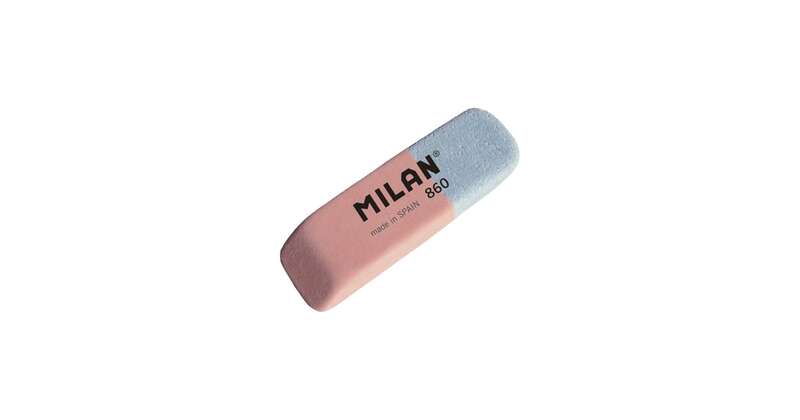 Milan 860 Gomma da cancellare smussata - Doppio uso - Flessibile - Pan di pane - Gomma - Colore rosa/blu