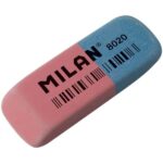 Milan 8020 Gomma da cancellare smussata - Doppio uso - Flessibile - Pan di pane - Gomma - Colore rosa/blu