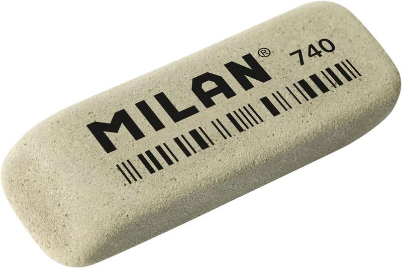 Milan 740G Gomma da cancellare abrasiva smussata - Flessibile - Pan di segatura - Gomma - Colore grigio