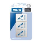 Milan 420 Confezione da 3 gomme da cancellare rettangolari - a forma di briciola di pane - gomma sintetica morbida - colori assortiti - immagine 2