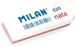 Milan Nata 620 Confezione da 2 gomme da cancellare smussate - Plastica - Morbida - Non abrasiva - Colore bianco