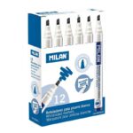 Milan Pennarelli per lavagna bianca con punta smussata - Punta 1 - 4 mm - Inchiostro a base di alcool - Cancellabile a secco - Colore blu - immagine 2