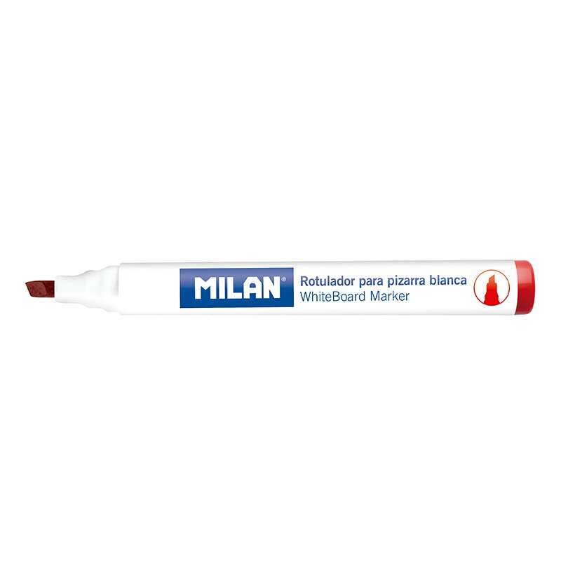 Milan Pennarelli per lavagna bianca con punta smussata - Punta 1 - 4 mm - Inchiostro a base alcolica - Cancellabile a secco - Colore rosso