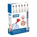 Milan Pennarelli per lavagna bianca con punta smussata - Punta 1 - 4 mm - Inchiostro a base alcolica - Cancellabile a secco - Colore rosso - immagine 2
