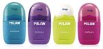 Milan Capsule Afilaborras - Temperamatite e gomma da cancellare - Lama in acciaio al carbonio - Per tutti i tipi di matite - Lama di sicurezza - Colori assortiti - immagine 2