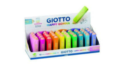 Giotto Happy Gomma Gomma da cancellare - A forma di matita - Per cancellare la grafite - Colori fluo assortiti