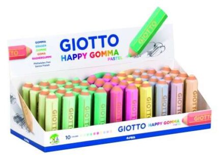 Giotto Happy Gomma Gomma da cancellare - A forma di matita - Per cancellare la grafite - 10 colori pastello