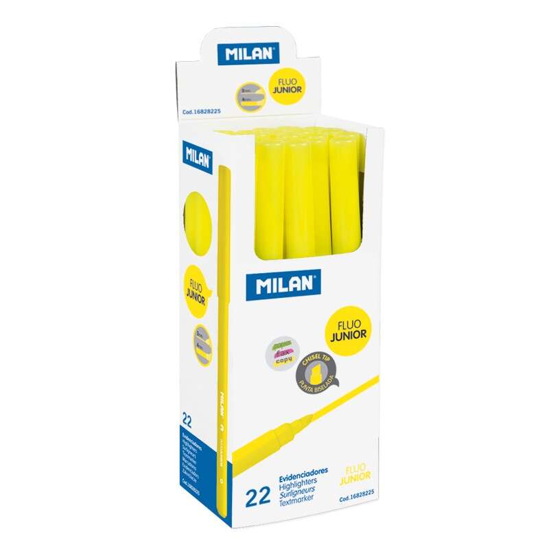 Milan Junior Pennarello fluorescente - Punta smussata 1 - 4 mm - Colore giallo