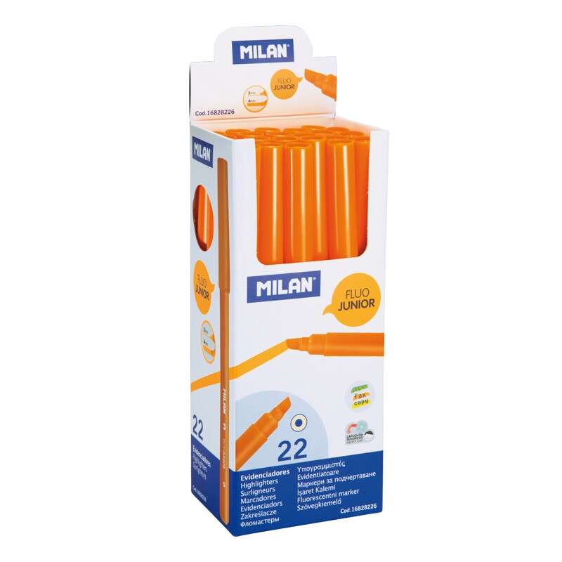 Milan Junior Pennarello fluorescente - Punta smussata 1 - 4 mm - Colore arancione