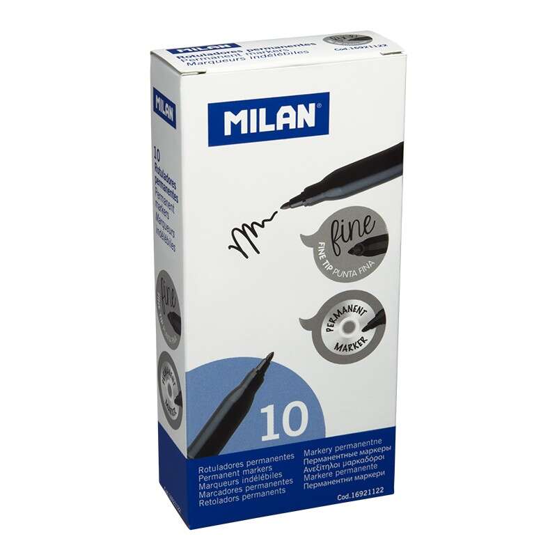 Milan Pennarelli permanenti a punta fine - Punta 2 mm - Inchiostro a base di alcool - Colore nero