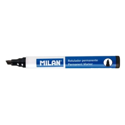 Milan Pennarello permanente con punta smussata - Punta 1 - 4 mm - Inchiostro a base alcolica - Colore nero