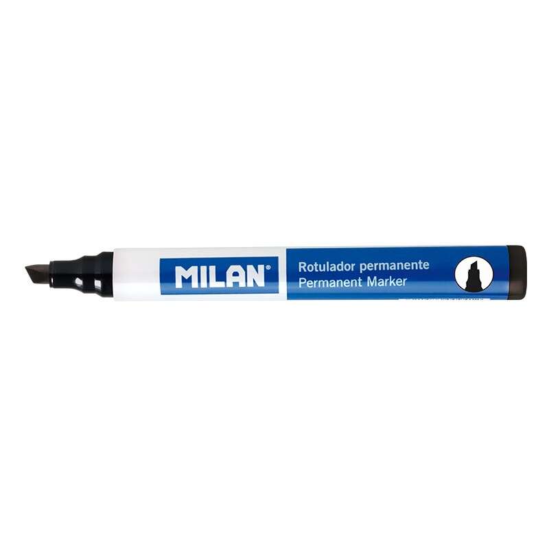 Milan Pennarello permanente con punta smussata - Punta 1 - 4 mm - Inchiostro a base alcolica - Colore nero