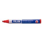 Milan Pennarello permanente con punta smussata - Punta 1 - 4 mm - Inchiostro a base alcolica - Colore rosso